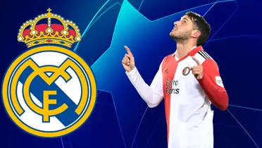 Fondo tomado de la UEFA Champions League, con Santi Giménez en primer plano.