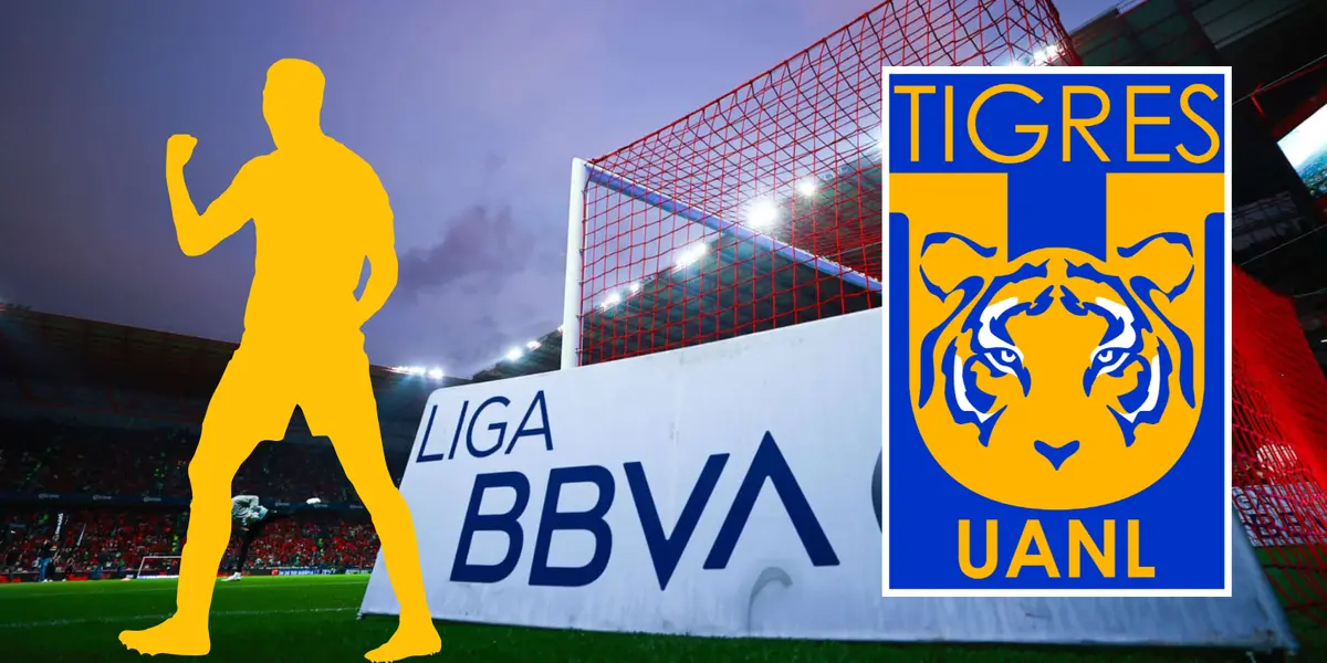 Fondo tomado de Liga MX, con escudo de Tigres al frente