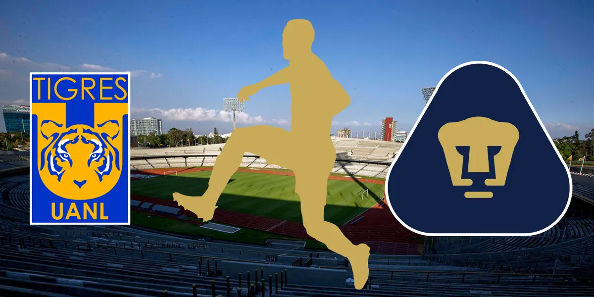 Fondo tomado de Wikipedia, con escudo de Tigres y Pumas