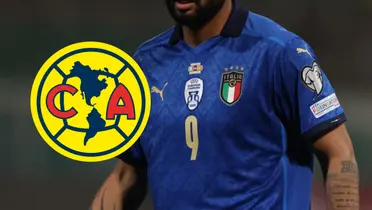 Futbolista de la Selección Italiana y escudo del América/Foto SNAI Sportnews.