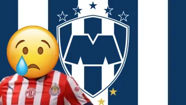 Futbolista incógnito de Chivas junto al escudo de Rayados / FOTO X