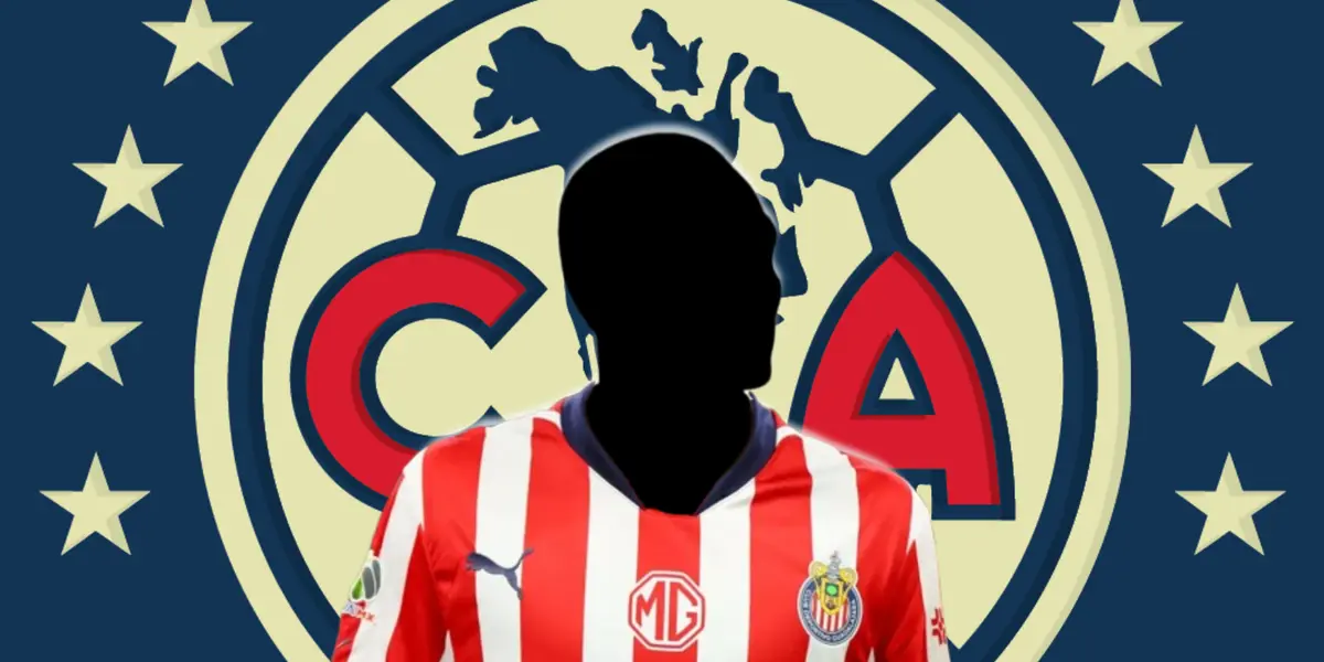 Futbolista incógnito de Chivas junto al escudo del América / FOTO BOLAVIP