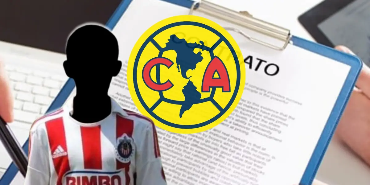 Futbolista incógnito de Chivas junto al escudo del América / FOTO INSTAGRAM