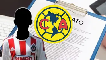 Futbolista incógnito de Chivas junto al escudo del América / FOTO INSTAGRAM