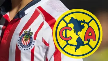 Futbolista incógnito de Chivas junto al escudo del América / FOTO MEXSPORTS