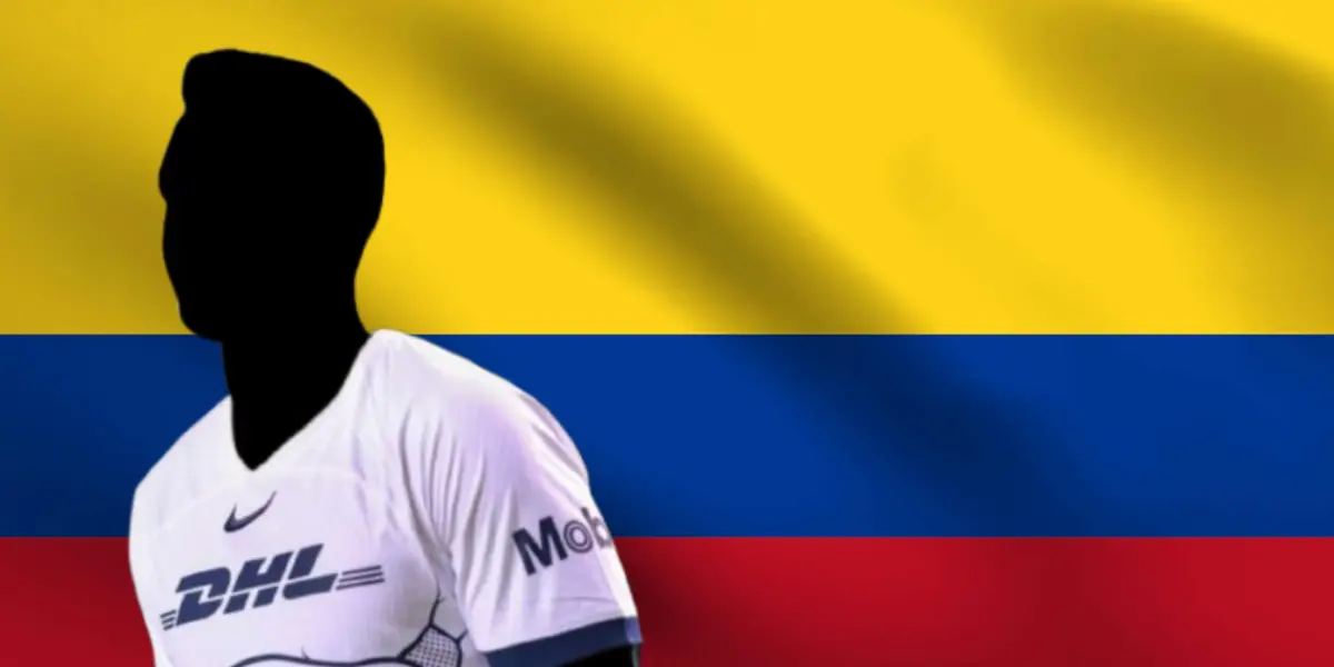 Futbolista incógnito de Pumas junto a la bandera de Colombia / FOTO JUAN FÚTBOL