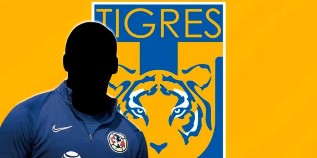Futbolista incógnito del América junto al escudo de Tigres / FOTO INSTAGRAM