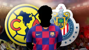 Futbolista incógnito del Barcelona junto a escudos de Chivas y América / FOTO FACEBOOK