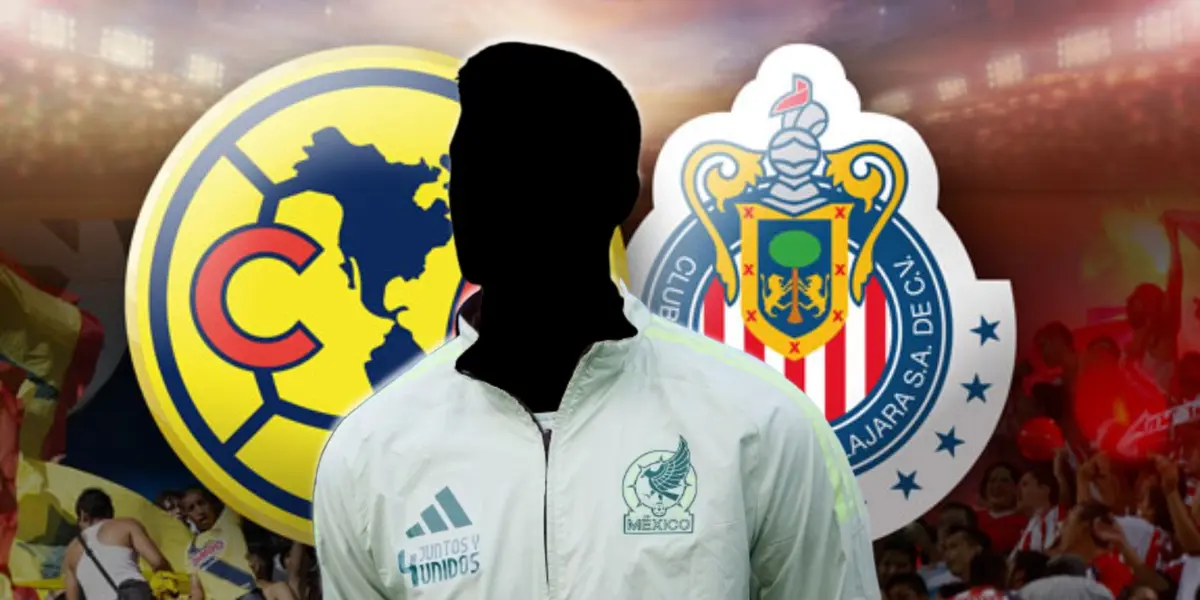 Futbolista incógnito del Tri junto a los escudos de Chivas y América / FOTO DIARIO AS