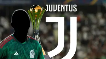 Futbolista incógnito del Tri junto al escudo de la Juventus / FOTO SPORTS MEDIA