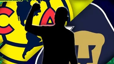 Futbolista incógnito junto a los escudos de América y Pumas / FOTO POSTA DEPORTES