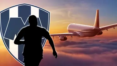 Futbolista incógnito junto al escudo de Rayados / FOTO LA GRADA