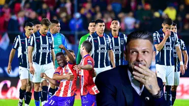 Futbolistas de Rayados cabizbajos, otros del San Luis y Martín Demichelis/Foto El Norte.