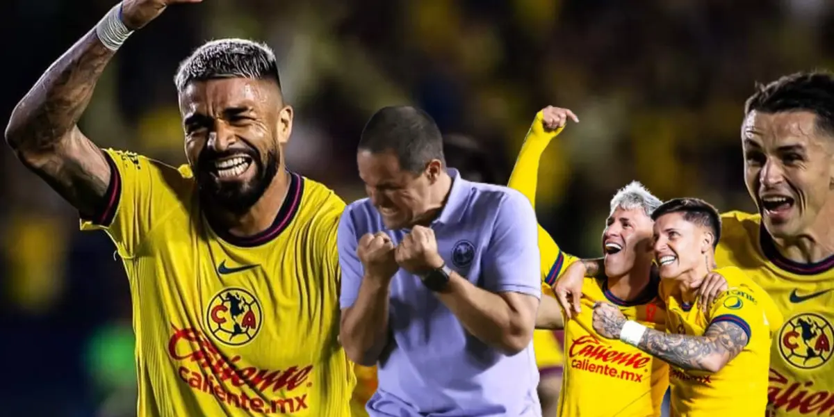 Futbolistas del América celebrando y André Jardine/ Foto 'X'.