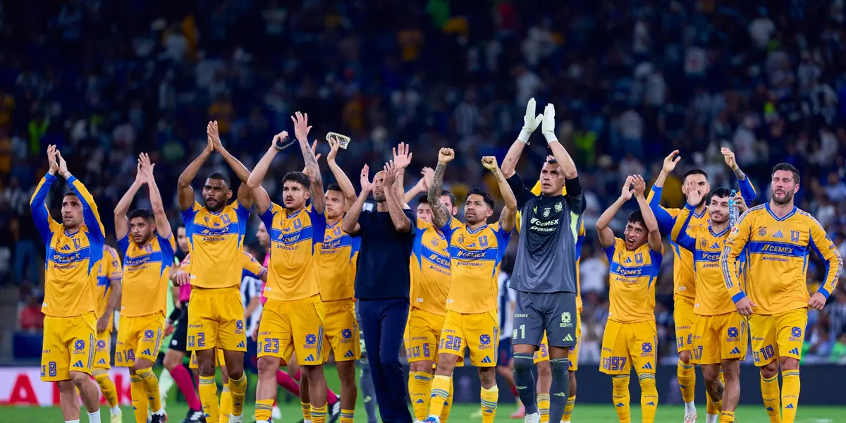 Futbolistas festejando Clásico Regio. Foto: Tigres