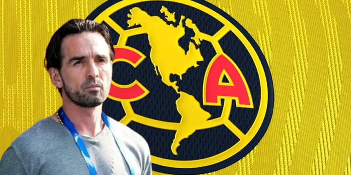 Gerardo Espinoza junto al escudo del América / FOTO MARCA