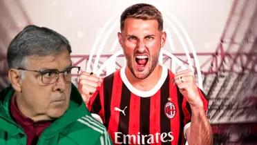 Gerardo Martino junto a Santiago Giménez / FOTO RÉCORD