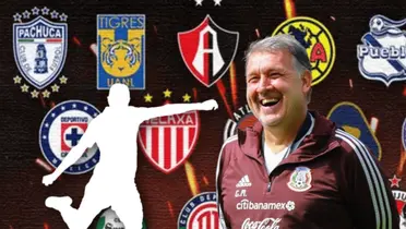 Gerardo Martino riendo y silueta de futbolista/ Foto Mediotiempo.