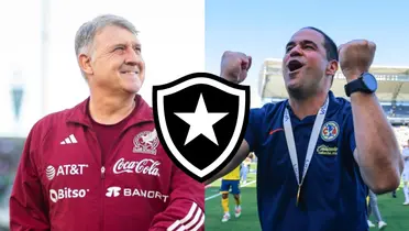 Gerardo Martino y André Jardine con escudo del Botafogo/Foto Fox Deportes.