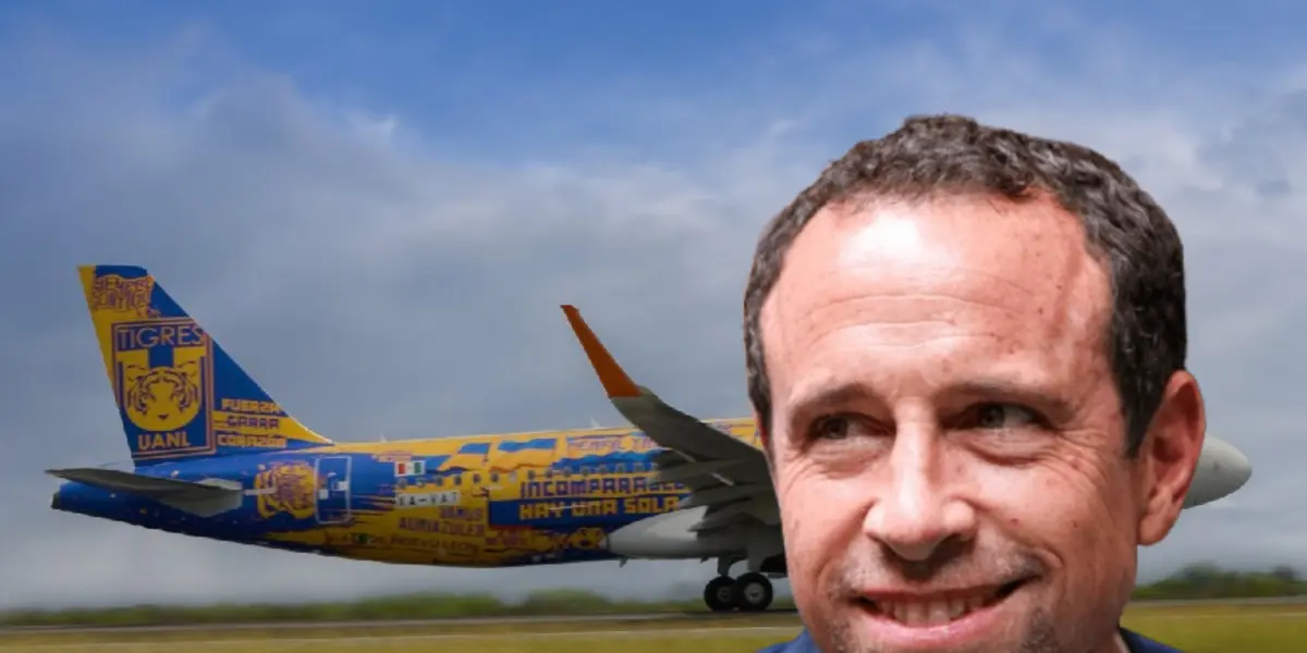 Gerardo Torrado y avión de Tigres/ Foto Milenio.