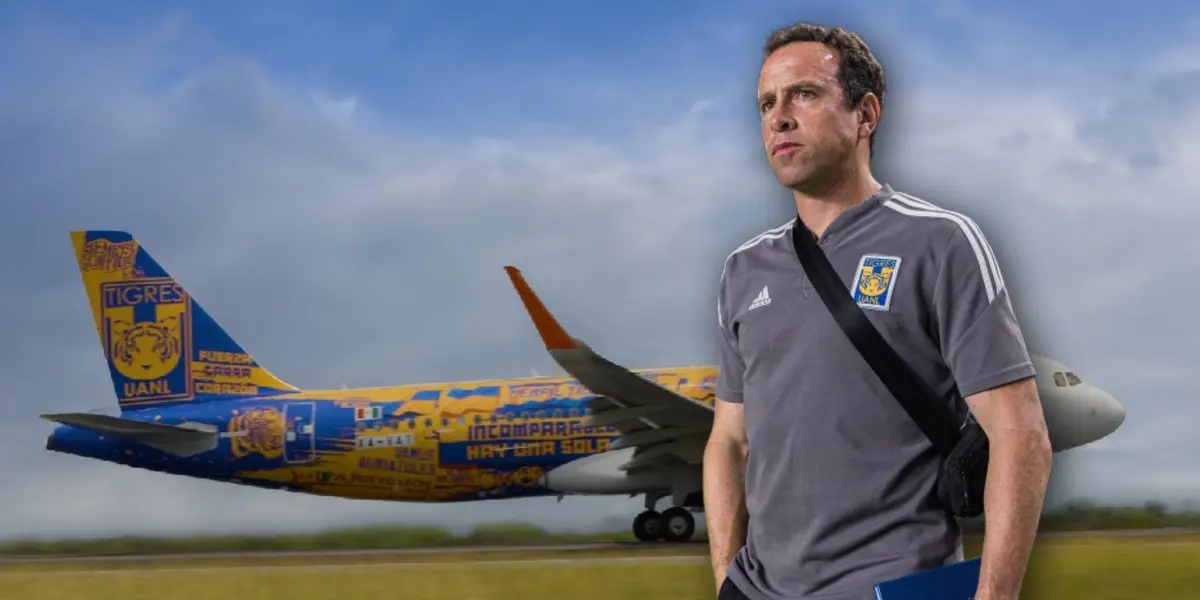 Gerardo Torrado y avión de Tigres/ Foto Milenio.