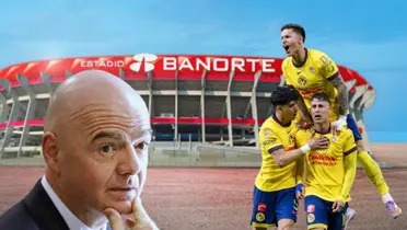 Gianni Infantino, jugadores del América y Estadio Banorte/Foto Donde Ir.