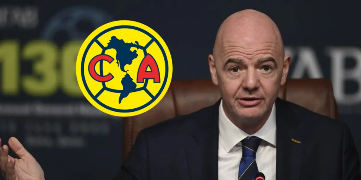 Gianni Infantino y logo del América a su lado/Foto El Heraldo de Saltillo.