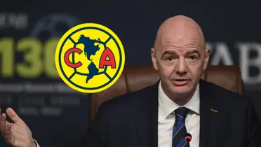 Gianni Infantino y logo del América a su lado/Foto El Heraldo de Saltillo.
