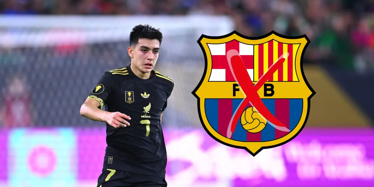 Gilberto Mora y escudo del Barcelona con cruz roja/Foto Imago 7.