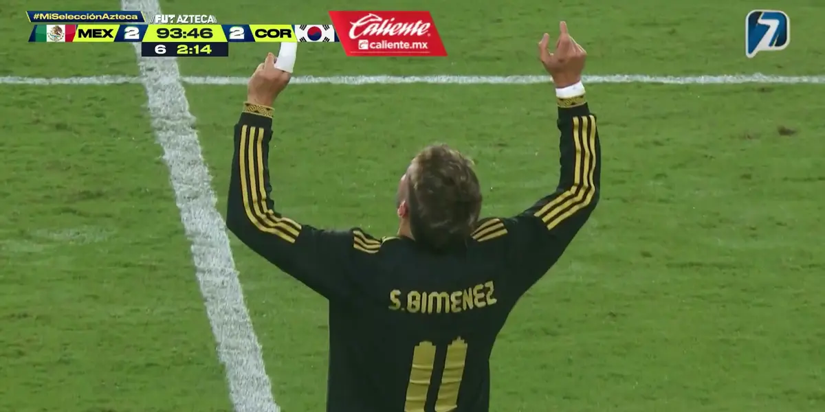 Giménez celebrando; captura de TV Azteca