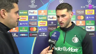 Giménez tras Man. City vs Feyenoord. Captura de TNT Sports