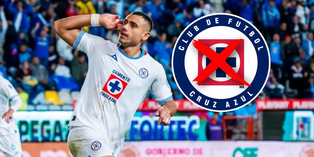 Giorgos Giakoumakis y escudo de Cruz Azul con cruz/ Foto Milenio.