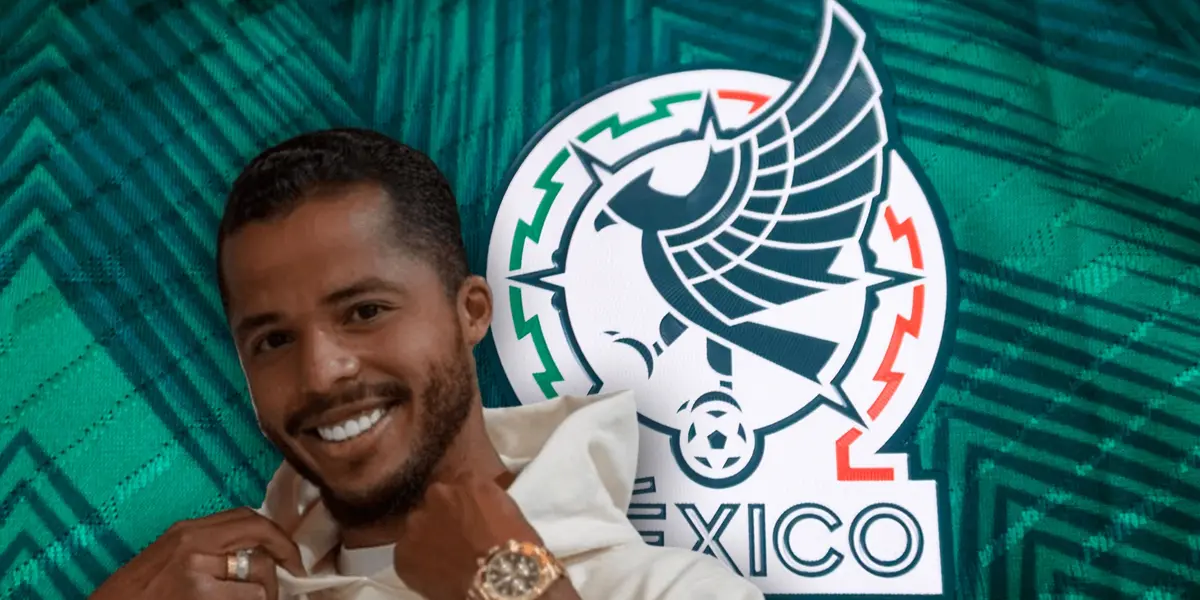 Giovani dos Santos y logo de México/Foto Mi Selección.