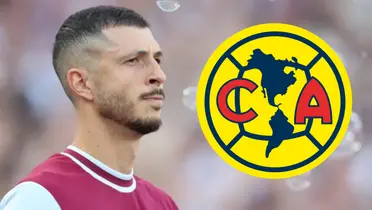 Guido Rodríguez junto al escudo del América / FOTO DIARIO AS