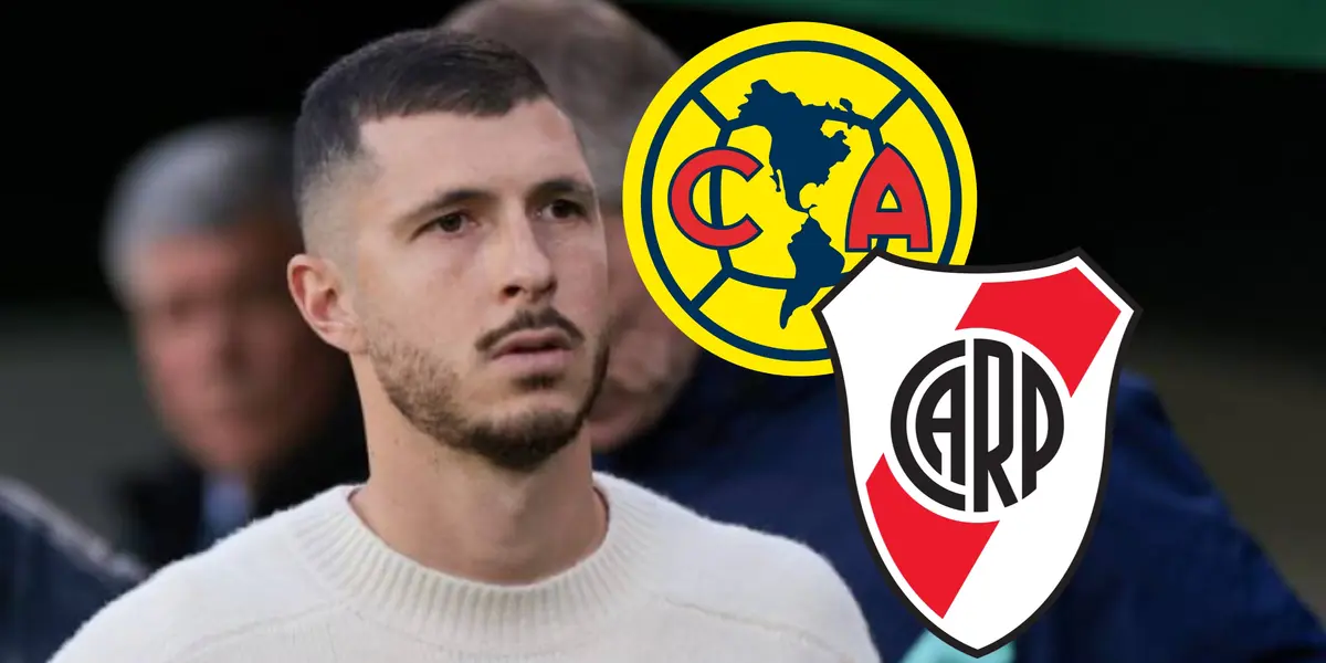 Guido Rodríguez y escudos del América y River Plate/Foto Marca.