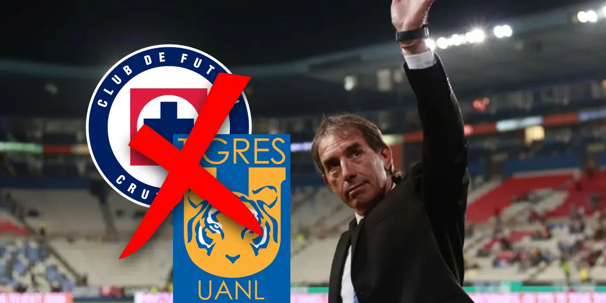 Guillermo Almada, escudos de Cruz Azul y Tigres con cruz roja/ Foto ESPN.