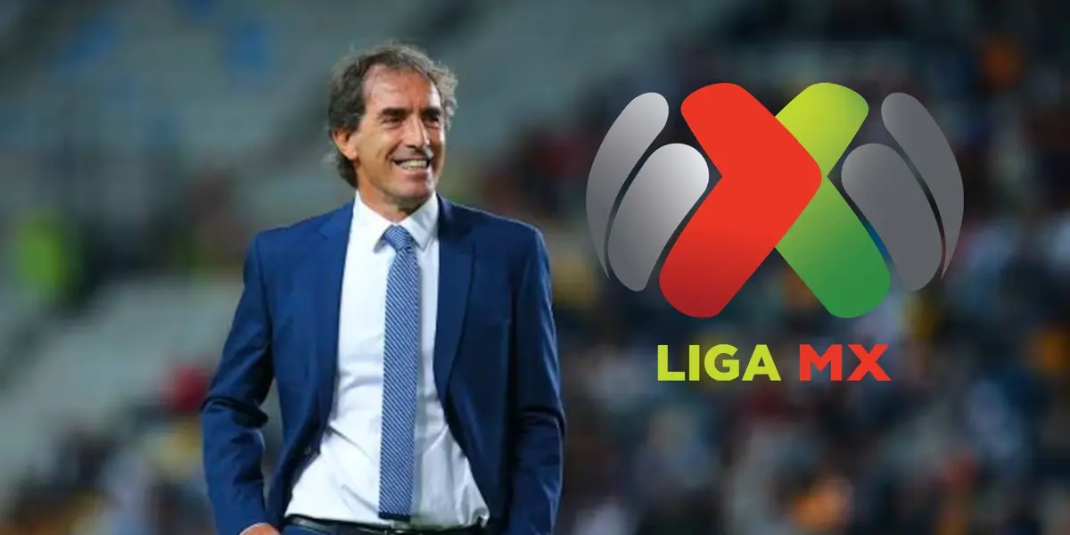 Guillermo Almada junto al logo de la Liga MX / FOTO EL UNIVERSAL HIDALGO
