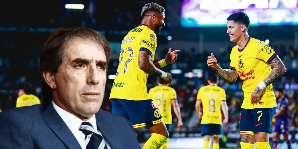 Guillermo Almada serio y jugadores celebrando/Foto Club América.