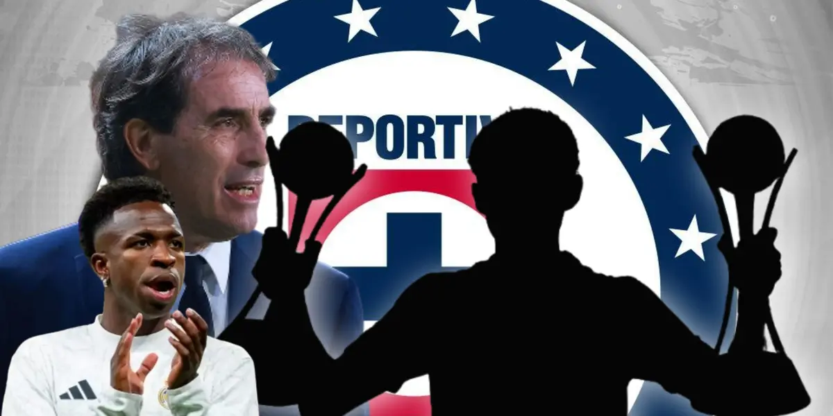 Guillermo Almada y silueta de Elías Montiel con dos trofeos/ Foto Cruz Azul.