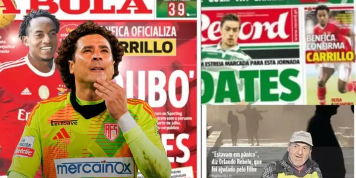 Guillermo Ochoa junto a diarios de Portugal / FOTO X