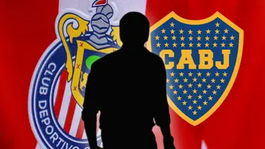 Gustavo Quinteros en forma de silueta, logo de Chivas y Boca Juniors/Foto El Universal.