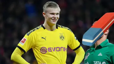 Haaland con la playera del BVB. Futbolista mexicano borrado. Foto: Transfermarkt.