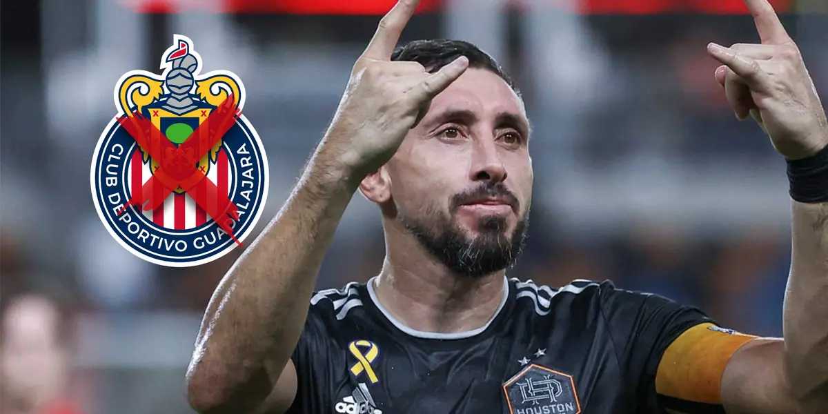 Héctor Herrera y escudo de Chivas con cruz roja en medio/ Foto Fútbol Total.