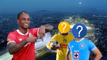 Helinho celebrando y jugadores de América y Cruz Azul ocultos/ Foto Mediotiempo.