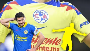 Henry Martín lamentándose y silueta de futbolista/ Foto América.