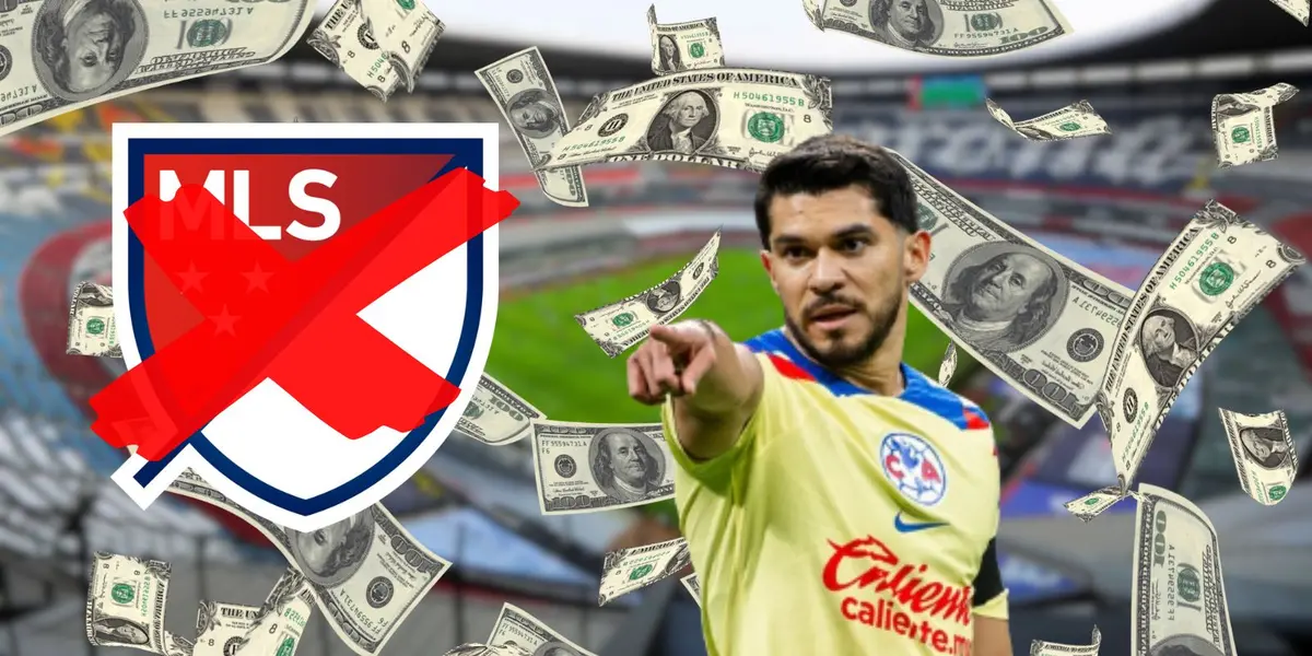 Henry Martín portando el gafete de capitán con el América, durante un partido de Liga MX