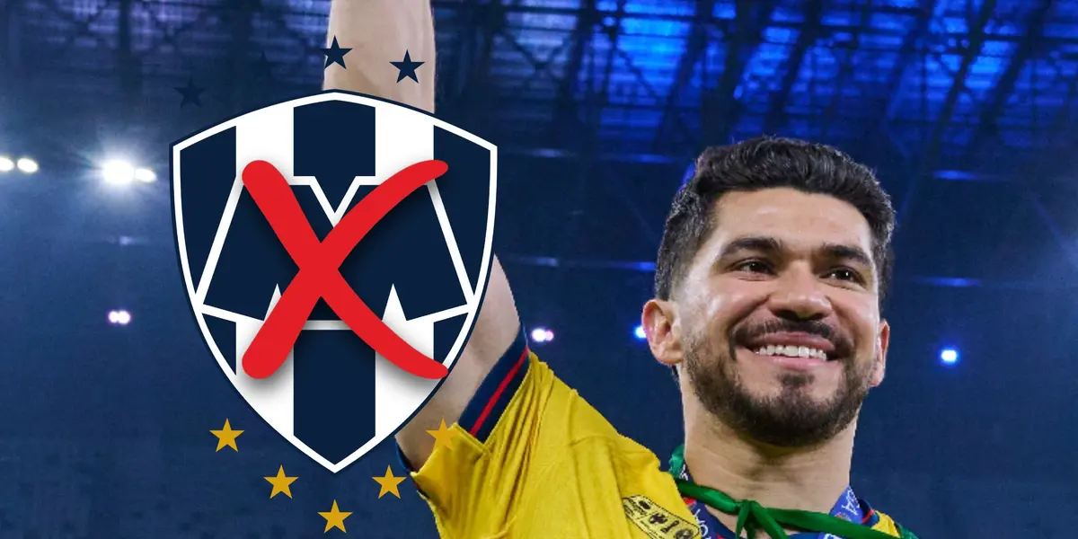 Henry Martín y escudo de Monterrey con cruz en medio/Foto ESTO.