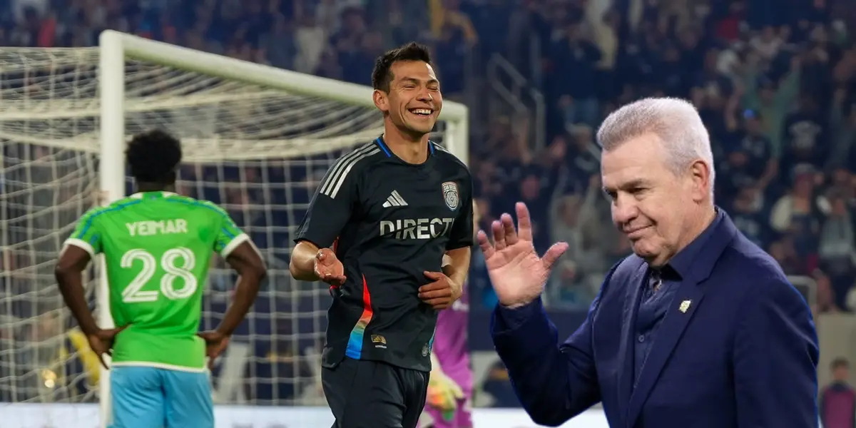 Hirving Lozano celebrando y Javier Aguirre/ Foto East Village Times.