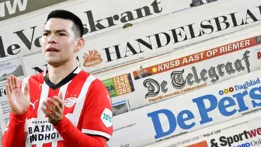 Hirving Lozano junto a diarios neerlandeses / FOTO X