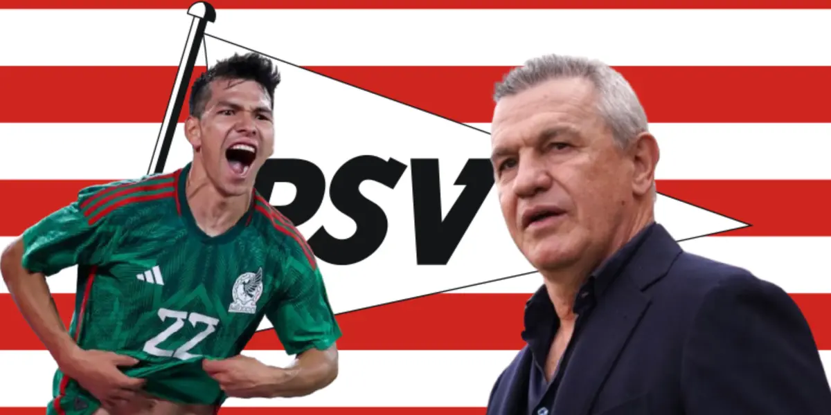 Hirving Lozano junto a Javier Aguirre / FOTO TV AZTECA